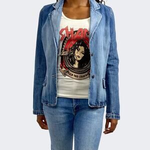 Vintage Y2K Western Medium Light Wash Denim Jean Blazer Sz M